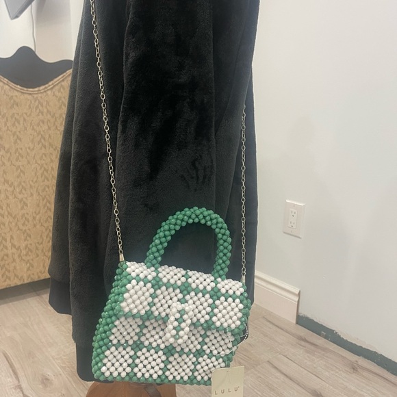 L U L U NWT Plaid Beaded Top Handle mini Bag - Picture 5 of 13